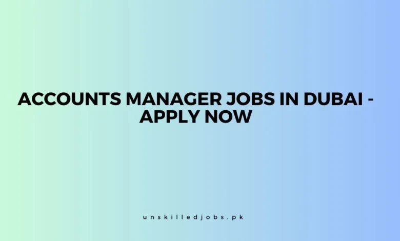 Accounts Manager Jobs in Dubai