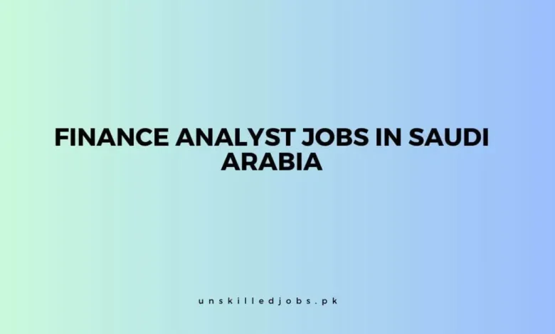 Finance Analyst Jobs in Saudi Arabia